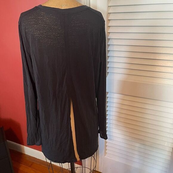 H&M | black long sleeve semi sheer top XL - Picture 5 of 7